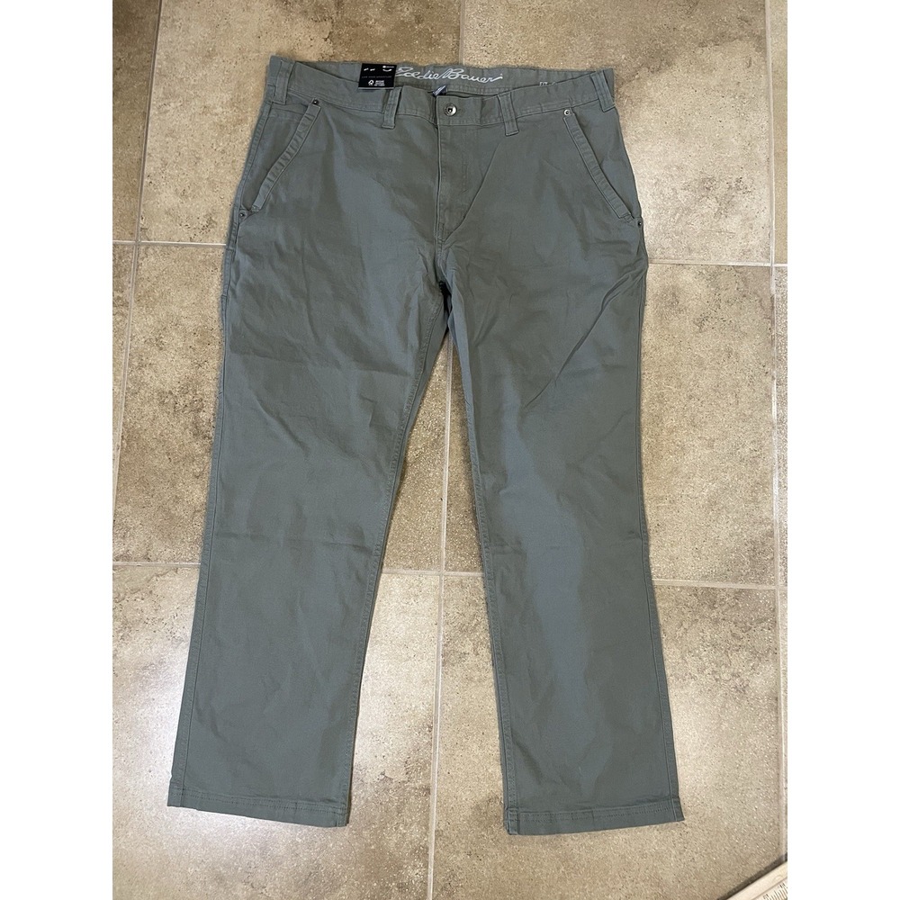 Eddie Bauer Carpenter Pants Mens 38x30 Green Canvas Relaxed Fit Workwear Outdoor